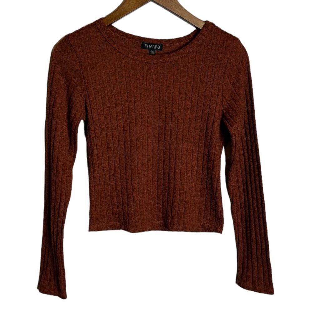 Timing Dark Orange Cropped Sweater size Large